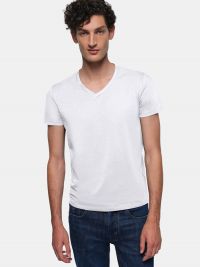 Herren V-Shirt Stretch Weiß